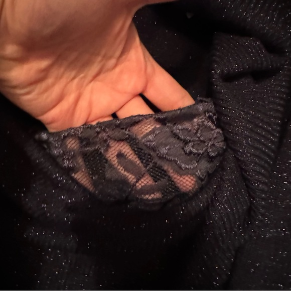 Navy sparkly cowl sweater 3/4 sleeve new - Picture 2 of 3